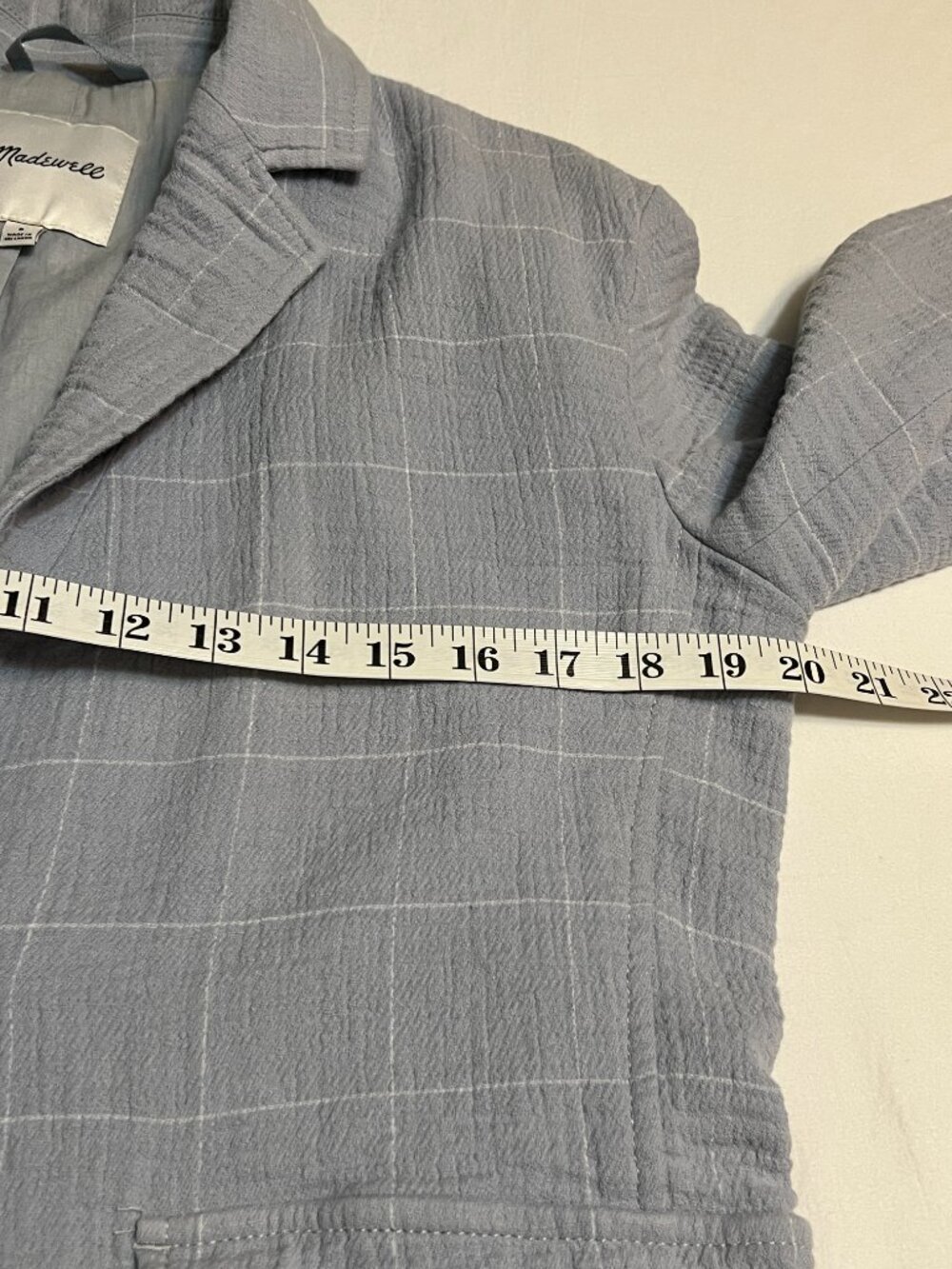 Madewell Gray Windowpane Plaid Linen Blend Blazer Jacket Button Pocket Size S - Picture 6 of 9